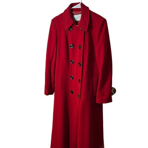 Windsmoor wool and cashmere blend long red button down coat size 10